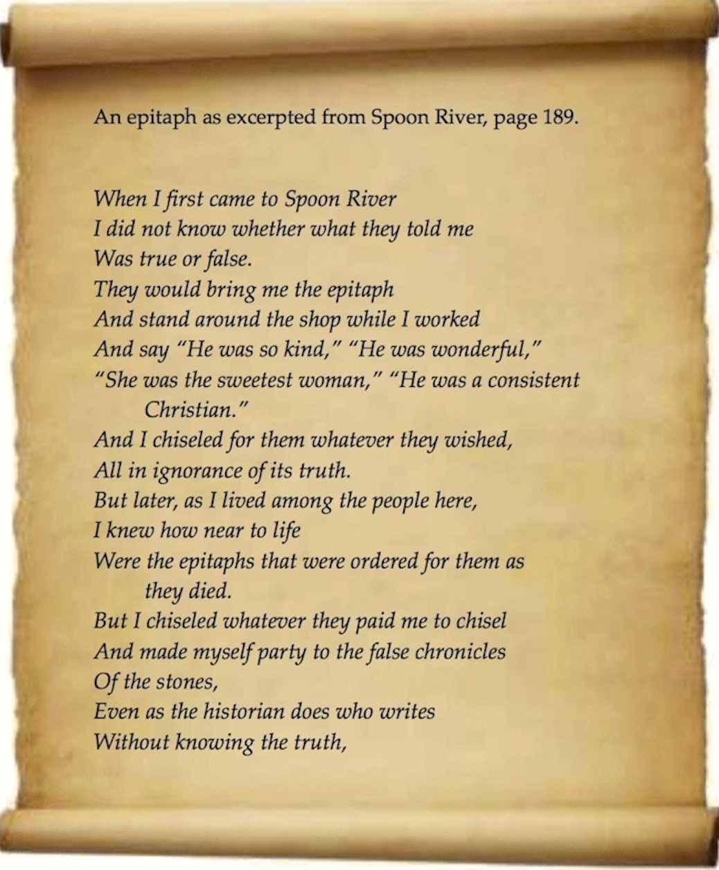 An epitaph from Spoon River