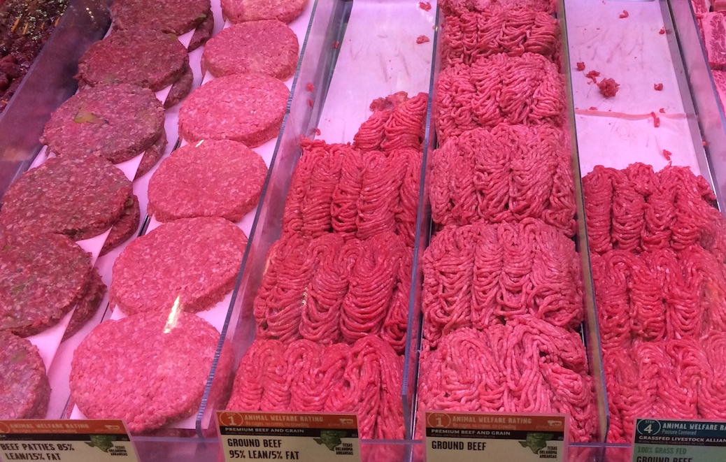 Ground Beef at a Meat Market
