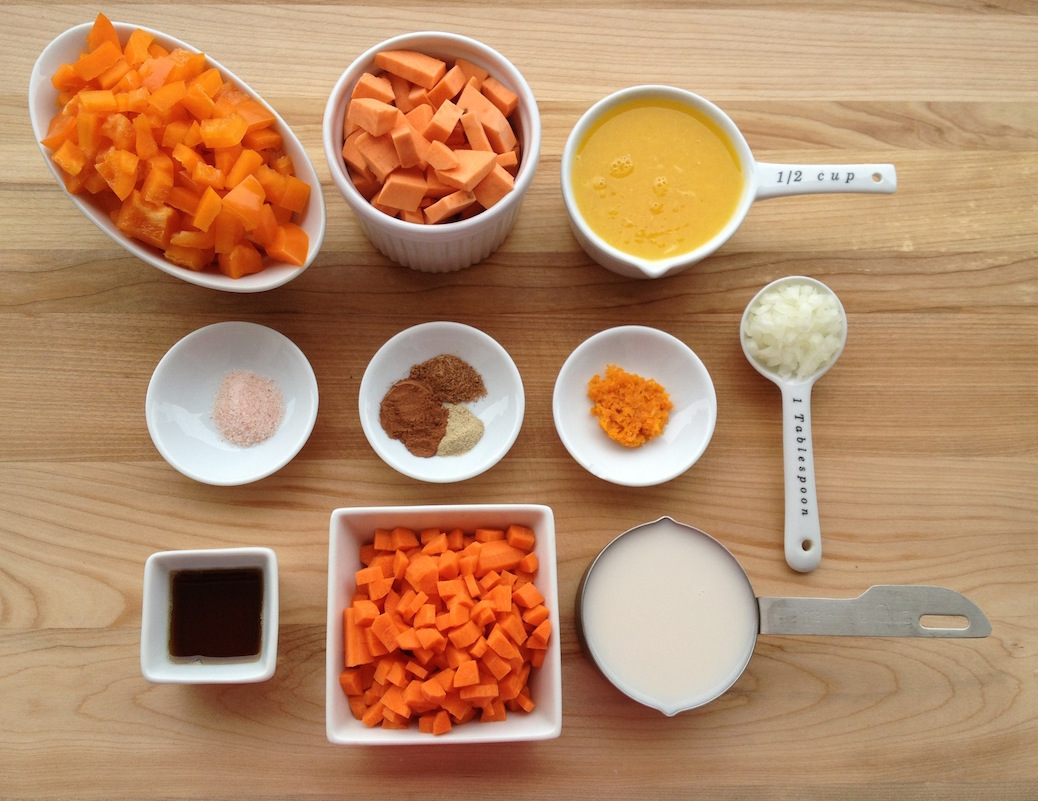 Chopped Ingredients Orange Soup